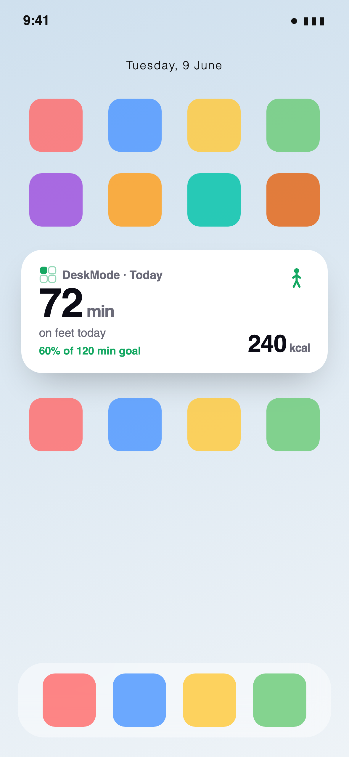 DeskMode Today widget on the Home Screen